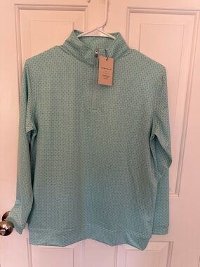 Peter Millar Aqua Quarter-Zip Pullover- boys Large. NWT